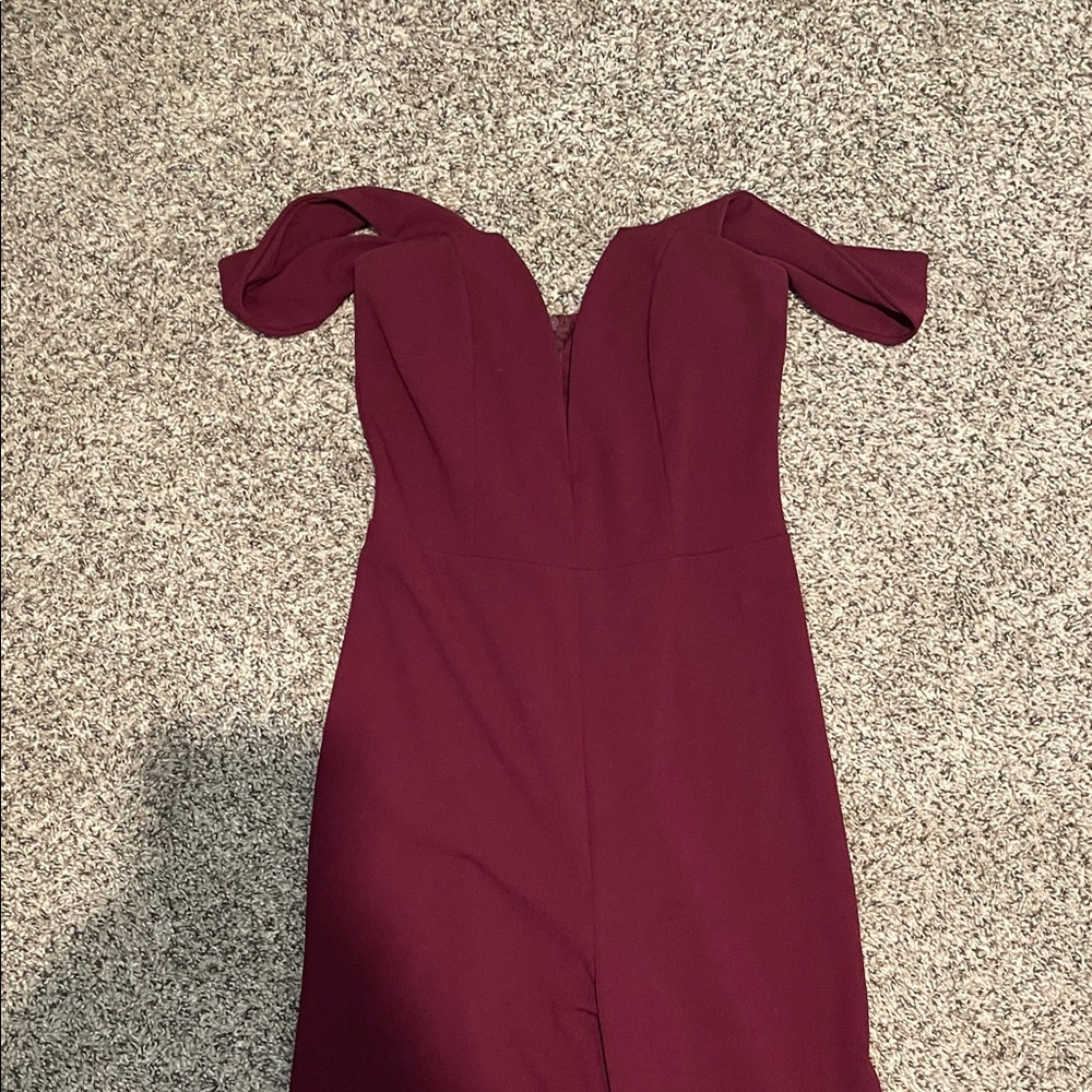 Chic Burgundy Off-Shoulder Jumpsuit